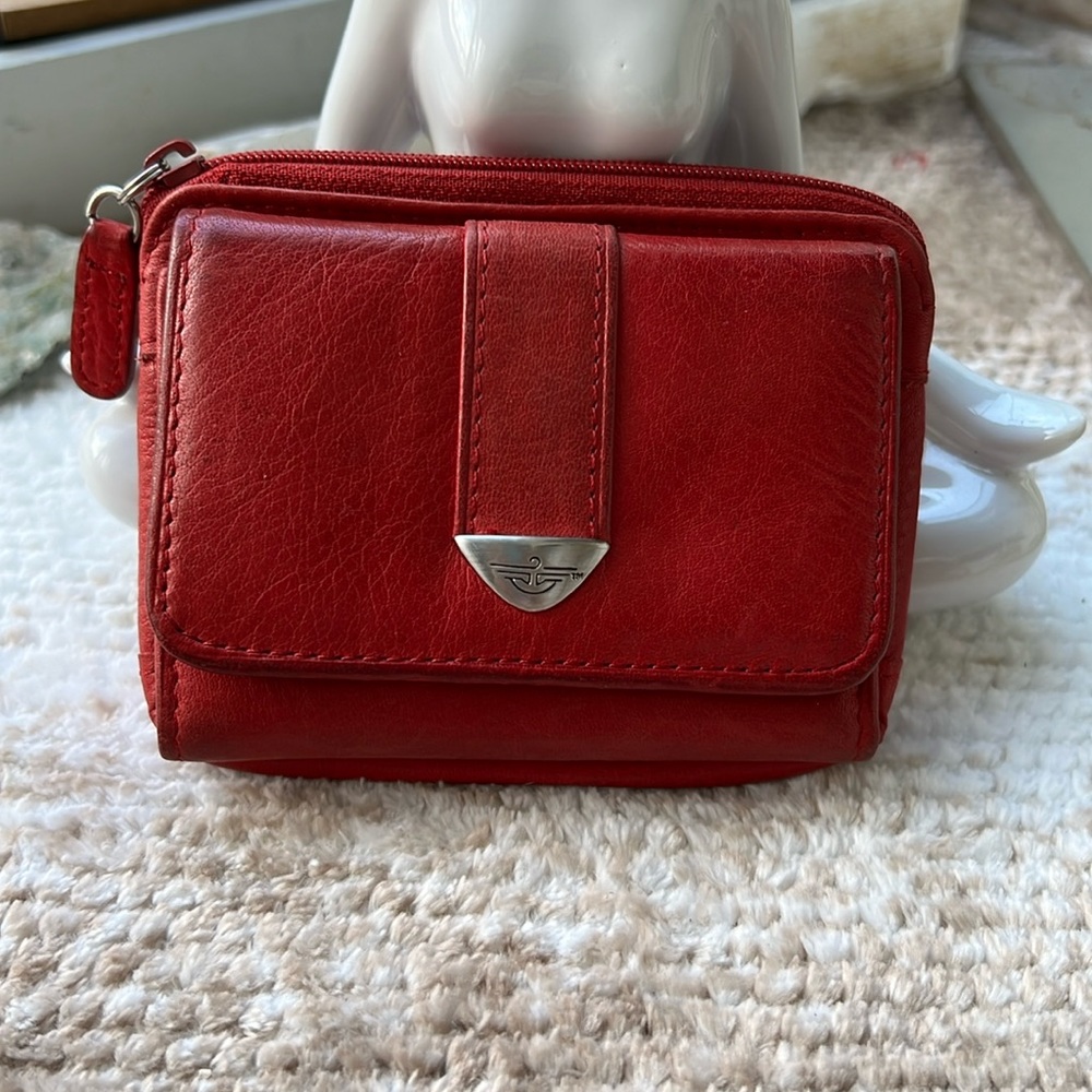 Vintage genuine red leather womens wallet